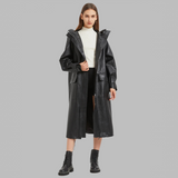 Mirah Hooded Faux Leather Coat