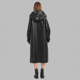 Mirah Hooded Faux Leather Coat