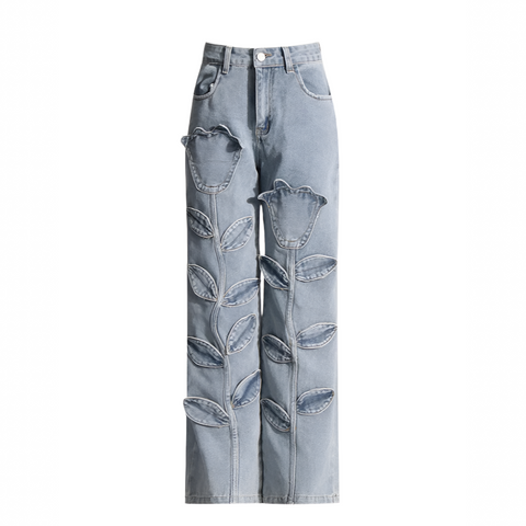 Alley Flower Patchwork Wide Leg Jeans