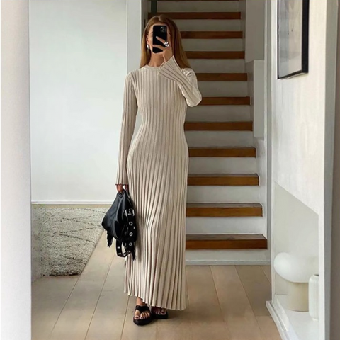 Allegra Minimalist Maxi Knit Dress 