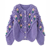 Pamela Flower Applique Chunky Knit Cardigans