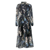 Cornelia Dark Floral Chiffon Dress