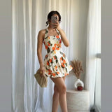 Ramona Orange Flower Mini Flare Dress