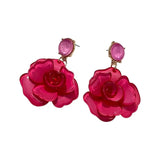 Clear Resin Rose Drop Earrings - 7 Colors