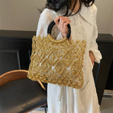 Sofia Metallic Woven Ring Handle Bag