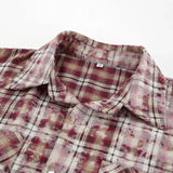 Wella Oversized Stained Effect Plaid Shirts