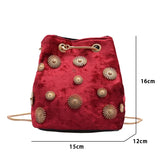 Embellished Crushed Velvet Pouch Bag
