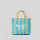 Paris Candy Color Stripes Straw Knit Shopper Totes