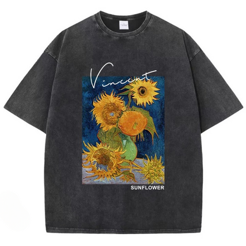 Vincent Sunflower Print Casual UNISEX T-Shirts