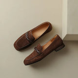 Mariana French Braids Suede Loafers