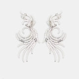 Crystal Phenix Feather Wings Clip Earrings