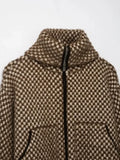 Afonso Woolen Plaid Knit Bomber Jacket