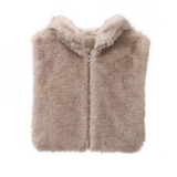 Lucie Hooded Faux Fur Cape Gillet