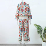 Albertina Retro Floral Tunic Blouse & Pants Set