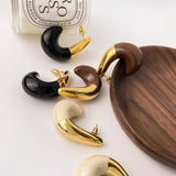 Noma Two Tone Enamel Tusk Stud Earrings