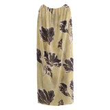 Saila Leaf Print Halter Dress