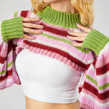 Sami Half Bolero Rainbow Stripe Sweater