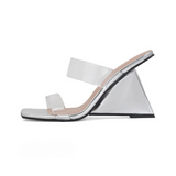 Amanda Clear PVC Wedge Sandals 