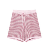 Aluna Retro Pinstripe Shirts and Shorts Knit Suit