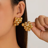 Ivana Metallic Geometric Beads Stud Earrings