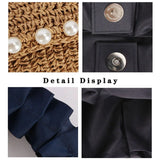 Patima Pearl Trim Straw Tote