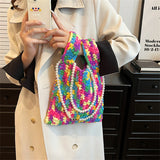 Delani Pearl Strap Bohemian Print Knit Bags