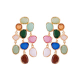 Cassi Colorful Gemstone Tassel Drop Earrings