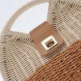 Two Tone Shell Shape Rattan Bag