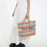 Capri Woven Rainbow Tote Bag