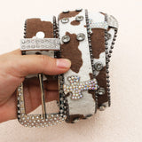 Cowhide Prints Rhinestone Western Belts