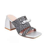 Karla Bow Tie Serpentine Mule Sandals