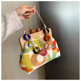 Naoko Colorful Letter Print Plush Coin Bags