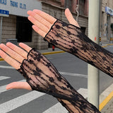 Mia Long Fingerless Lace Gloves