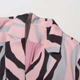 Lysa Pink Abstract Prints Belted Blazer