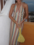 Josephine Zigzag Crochet Maxi Halter Dress