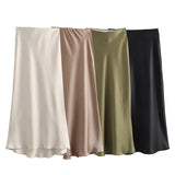 Anna Elegant Basic Maxi Satin Skirts