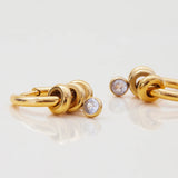 Minimalist 18K Gold White Zirconia Hoop Earrings