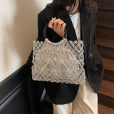 Sofia Metallic Woven Ring Handle Bag