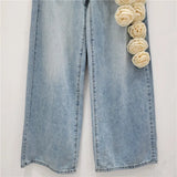 Ethina 3D Flower Applique Wide Leg Jeans