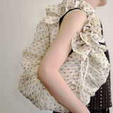 LIna Polka Dot Ruffle Scrunch Shoulder Bag