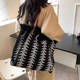 Lydia Boho Fringed Large Woven Tote Bag