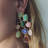 Cassi Colorful Gemstone Tassel Drop Earrings