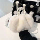 Kiania Faux Mink Pumpkin Bag