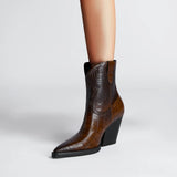 Kayla Croco Pattern Western Chelsea Boots