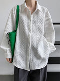 Cable Knit Textured Cotton Shirt Blouse