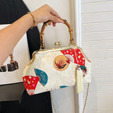 Ilta Kimono Prints Bamboo Handle Clutch Bag