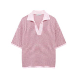 Aluna Retro Pinstripe Shirts and Shorts Knit Suit