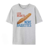Less Regrets More Baguettes Fun Graphic T-Shirt