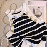 Keith Stripe Knit High Neck Tank Top