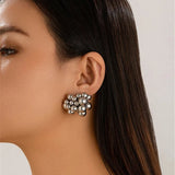 Ivana Metallic Geometric Beads Stud Earrings